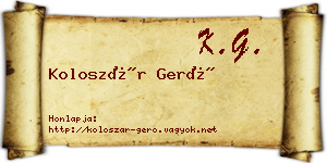 Koloszár Gerő névjegykártya